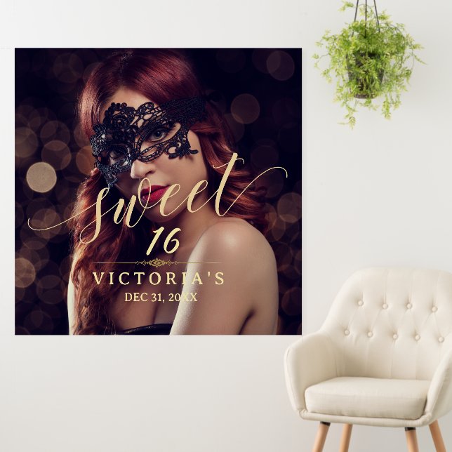 Masquerade Photo Sweet 16 Birthday Foam Board (In Situ (Wall))