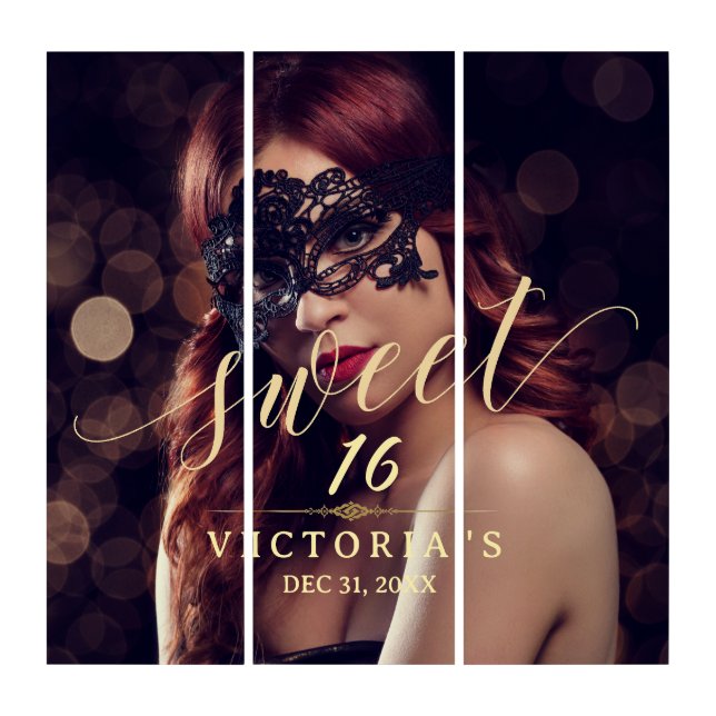 Masquerade Photo Sweet 16 Birthday Triptych (Front)