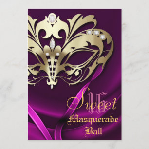 Masquerade Pink Jeweled Sweet 16 Invitation