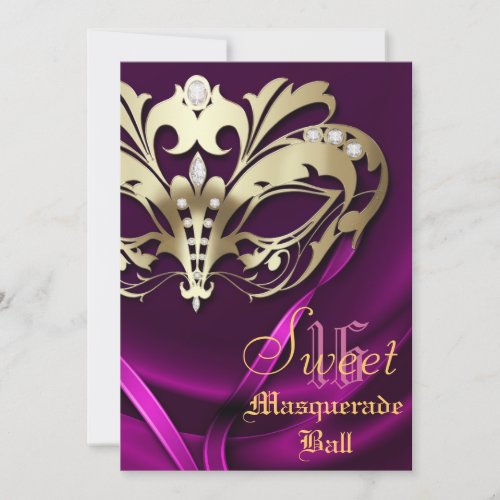 Masquerade Pink Jeweled Sweet 16 Invitation