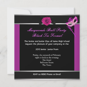 Masquerade Prom High School Dance Formal Pink Invitation