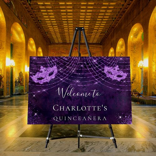 Masquerade purple glitter dust Quinceanera Foam Board