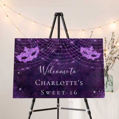 Masquerade purple glitter dust Sweet 16 birthday Foam Board