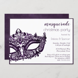 Masquerade Purple Mask Mardi Gras Holiday Party Invitation