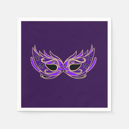 Masquerade purple mask party or masked ball napkins