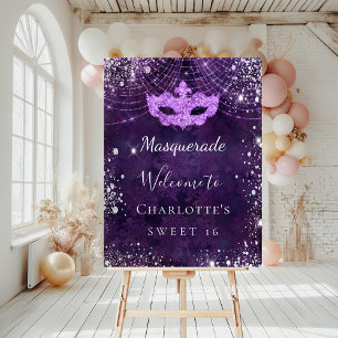 Masquerade purple silver glitter Sweet 16 Foam Board