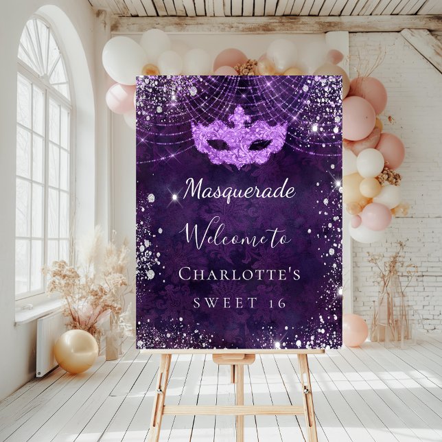 Masquerade purple silver glitter Sweet 16 Foam Board (Creator Uploaded)