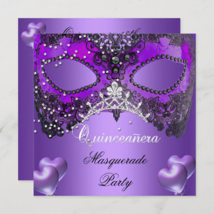 Masquerade Quinceanera 15 Purple Birthday Invitation