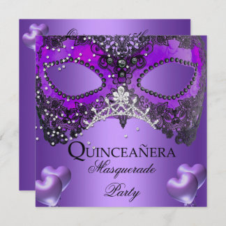 Masquerade Quinceanera 15 Purple Birthday Invitation