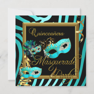 Masquerade Quinceanera 15 Zebra Birthday Party Invitation