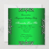 Masquerade Quinceanera 15th Lime Pink Party Invitation (Back)