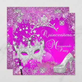 Masquerade Quinceanera 15th Party Tiara Shoe Invitation