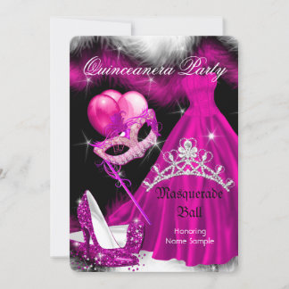Masquerade Quinceanera Birthday Party Pink 3a Invitation