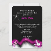 Masquerade Quinceanera Birthday Party Pink 3a Invitation (Back)