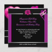 Masquerade Quinceanera Birthday Party Pink Invitation (Front/Back)