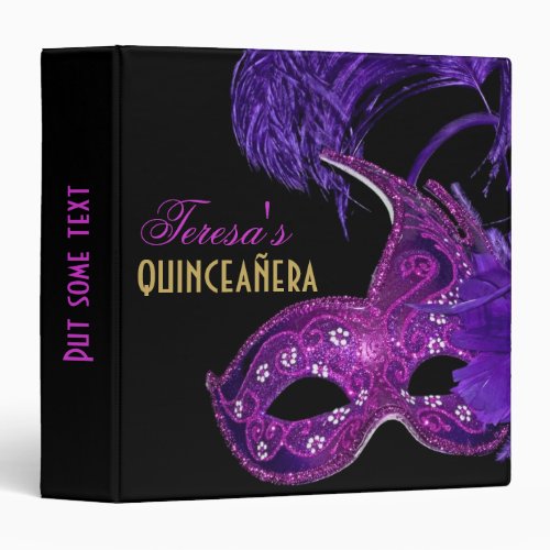 Masquerade quinceaera birthday pink purple mask binder