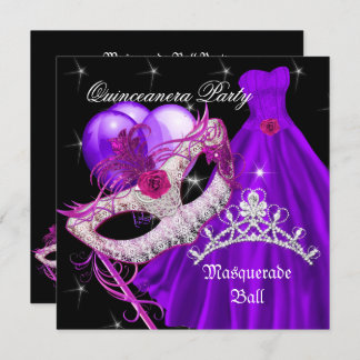 Masquerade Quinceanera Birthday Purple Invitation
