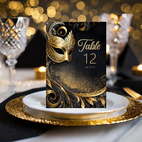 Masquerade Quinceanera Black Gold ID1031 Table Number