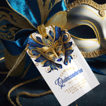 Masquerade Quinceanera Blue Gold Id1031 Gift Tags by arrayforcards at Zazzle