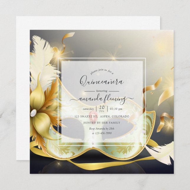 Masquerade Quinceañera Invitation (Front/Back)