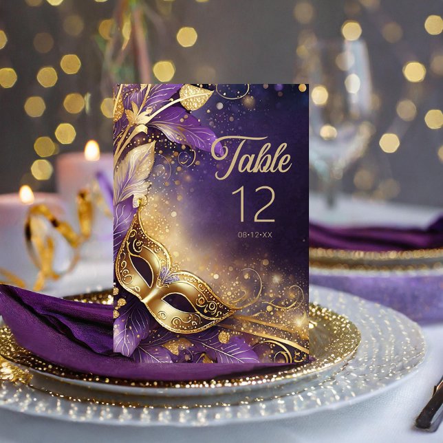 Masquerade Quinceanera Purple Gold ID1031 Table Number (Creator Uploaded)