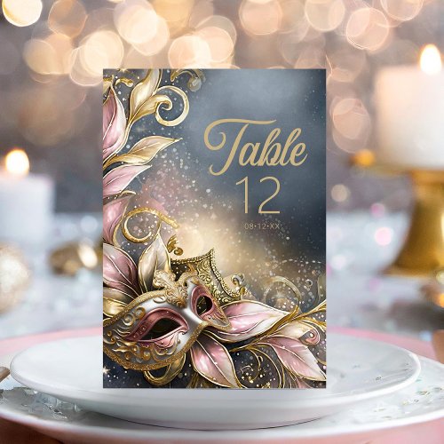 Masquerade Quinceanera Rose Gold ID1031 Table Number