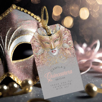 Masquerade Quinceanera Rose Gold V2 Id1031 Gift Tags by arrayforcards at Zazzle