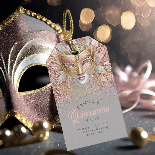 Masquerade Quinceanera Rose Gold V2 ID1031 Gift Tags