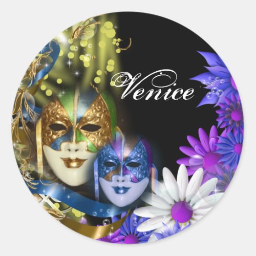 Masquerade quinceanera Venetian masks Classic Round Sticker