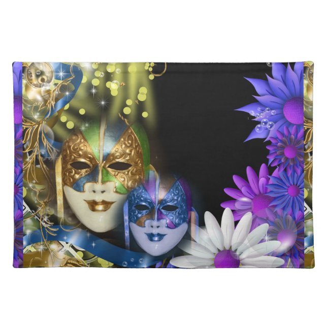 Masquerade quinceanera Venetian masks girls Cloth Placemat (Front)