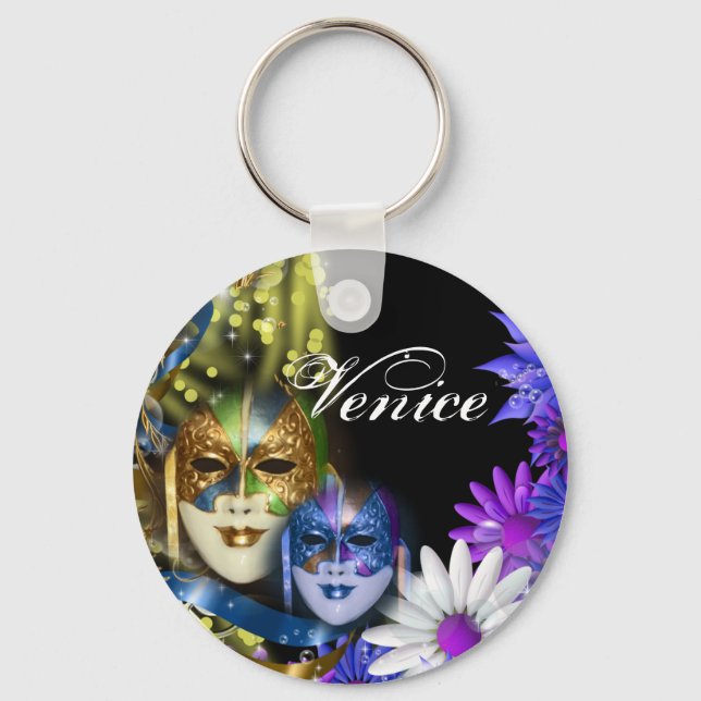 Masquerade quinceanera Venetian masks Keychain (Front)