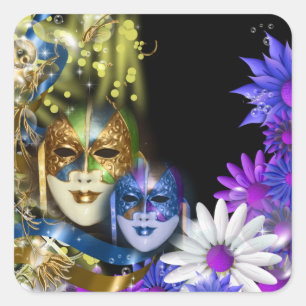 Masquerade quinceanera Venetian masks Square Sticker