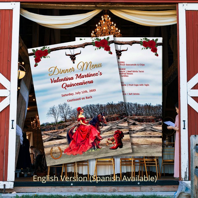 Masquerade Ranch Glam Quinceañera Dinner Menu (Masquerade Ranch Glam Quinceañera Dinner Menu)