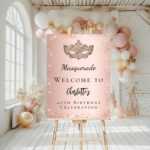 Masquerade rose gold glitter mask welcome foam board