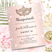 Masquerade rose gold silver Sweet 16 invitation
