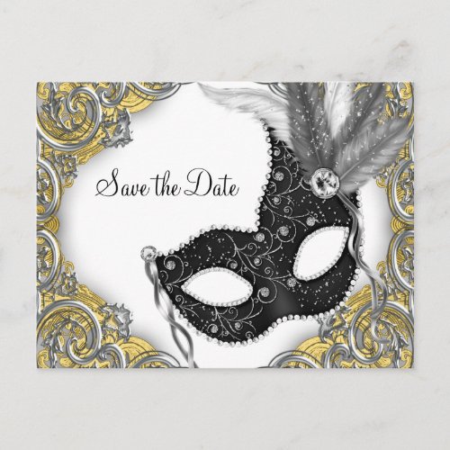 Masquerade Save The Date Announcement Postcard