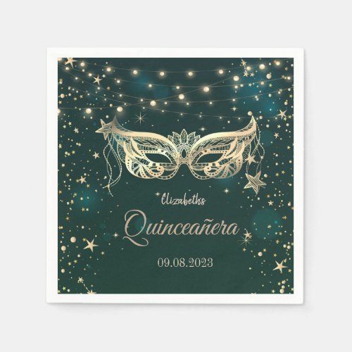 MasqueradeStars Green Quinceaera   Napkins