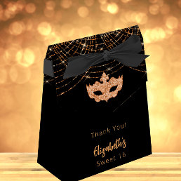 Masquerade Sweet 16 black glitter gold Favor Boxes
