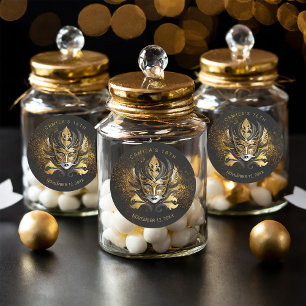 Masquerade Sweet 16 Black Gold V2 ID1032 Classic Round Sticker