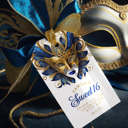 Masquerade Sweet 16 Blue Gold ID1032 Gift Tags