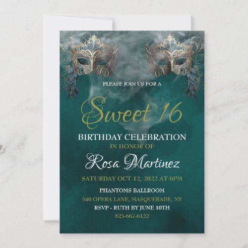 Masquerade Sweet 16 Invitation