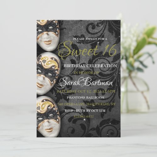 Masquerade Sweet 16 invitation