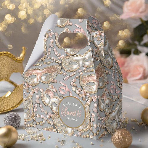 Masquerade Sweet 16 Pattern Rose Gold ID1032 Favor Boxes