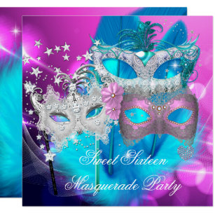 Pink Purple Masquerade Party Invitations Zazzle