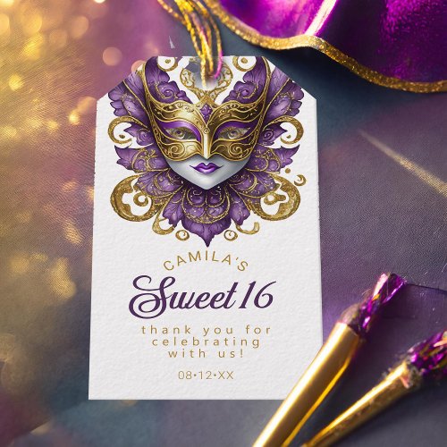 Masquerade Sweet 16 Purple Gold ID1032 Gift Tags