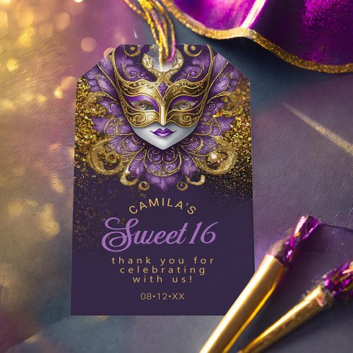 Masquerade Sweet 16 Purple Gold V2 ID1032 Gift Tags