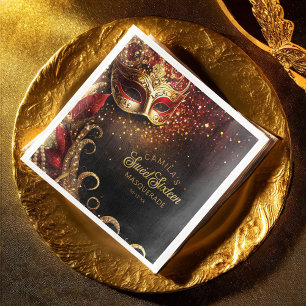 Masquerade Sweet 16 Red Gold ID1032 Paper Dinner Napkins
