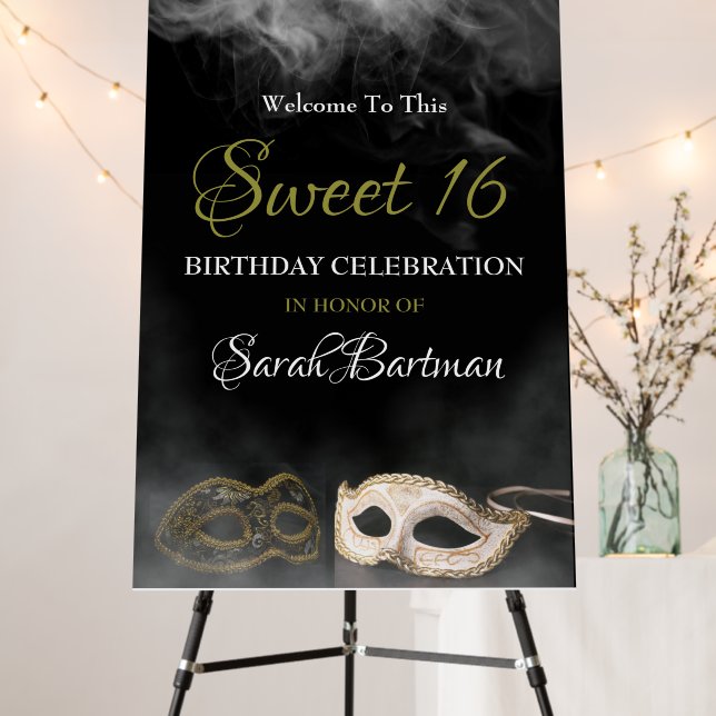 Masquerade Sweet 16 Welcome Sign (In Situ (Stand))