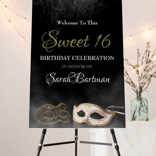 Masquerade Sweet 16 Welcome Sign (In Situ (Stand))