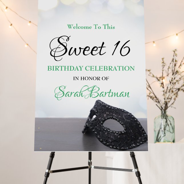 Masquerade Sweet 16 Welcome Sign (In Situ (Stand))